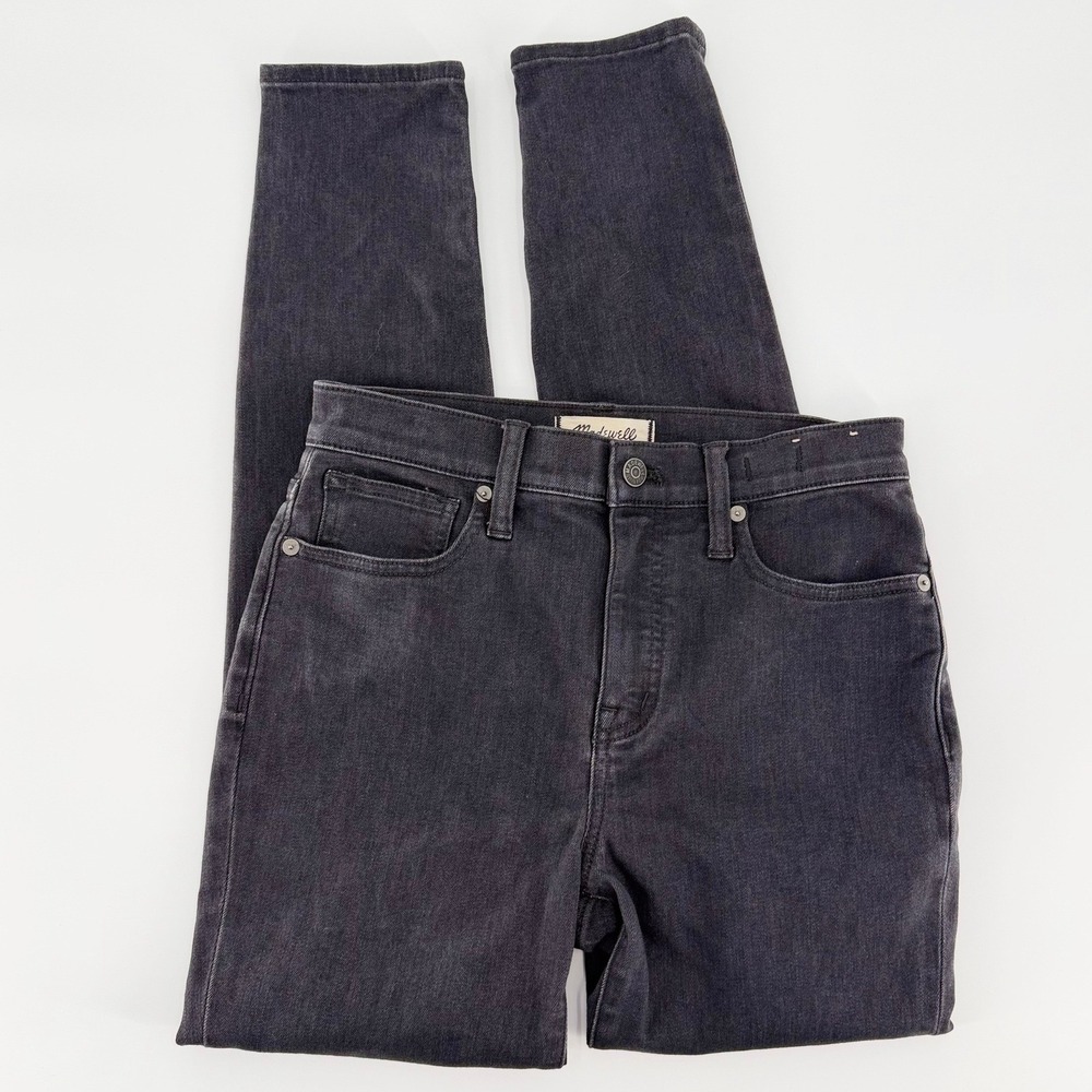 MADEWELL 10 High Rise Skinny Jeans in Lunar Wash Black Denim Pants Size 26